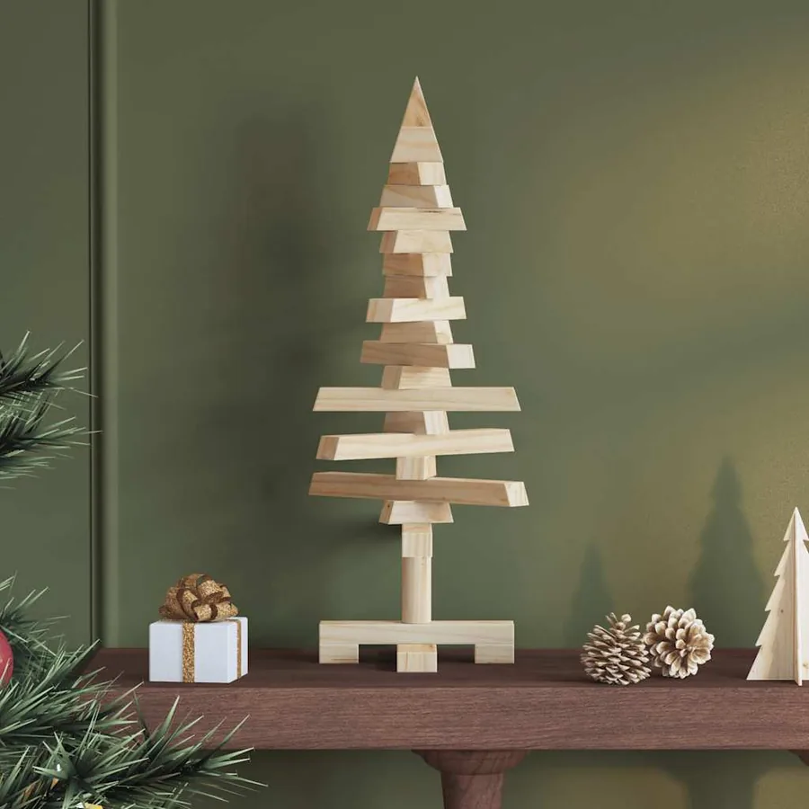 Arbre de Noël en bois pour décoration 60 cm bois massif de pin