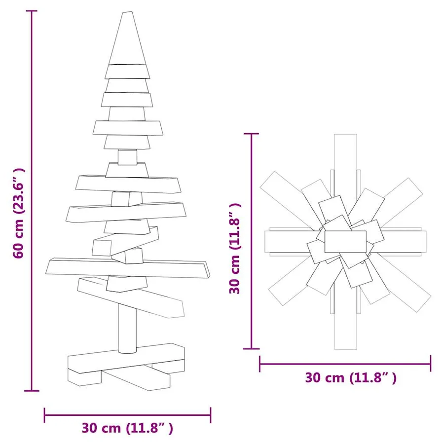 Arbre de Noël en bois pour décoration 60 cm bois massif de pin - 10