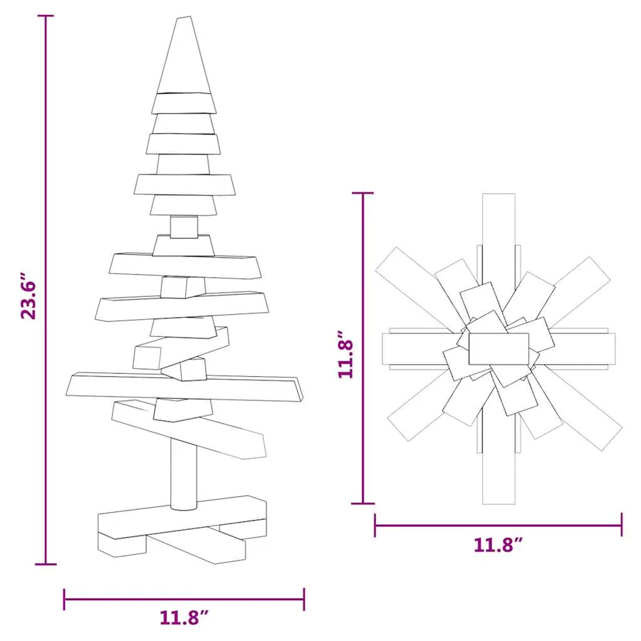 Arbre de Noël en bois pour décoration 60 cm bois massif de pin - 11