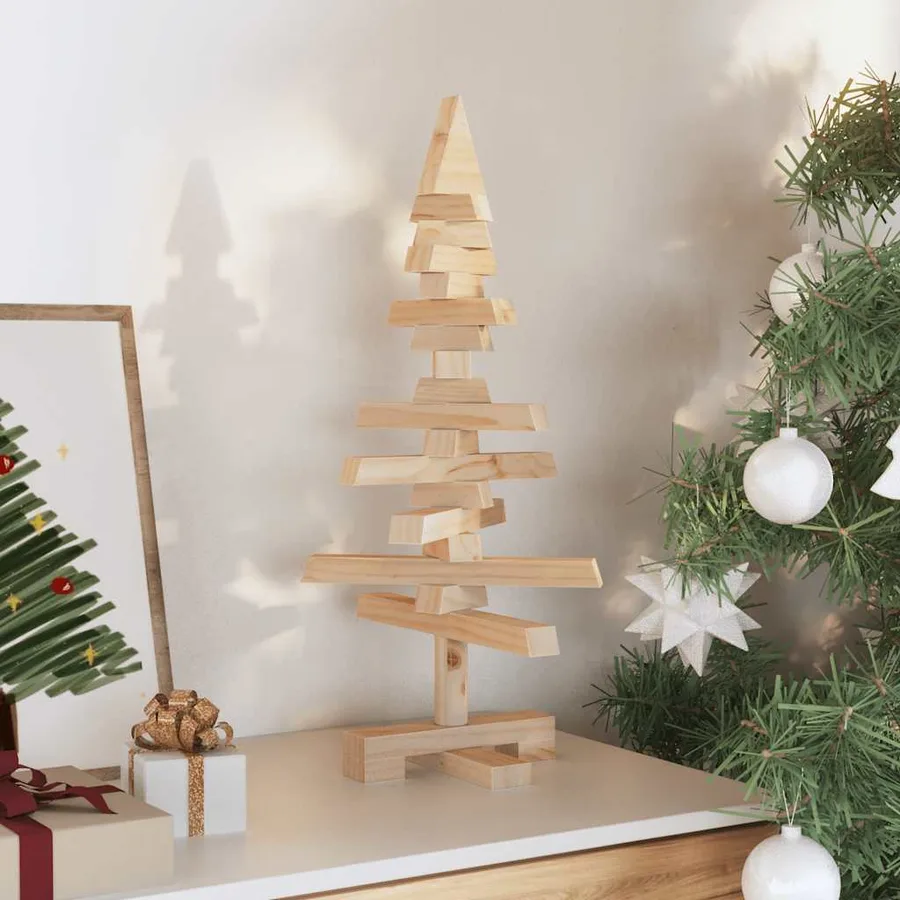 Arbre de Noël en bois pour décoration 60 cm bois massif de pin - 3