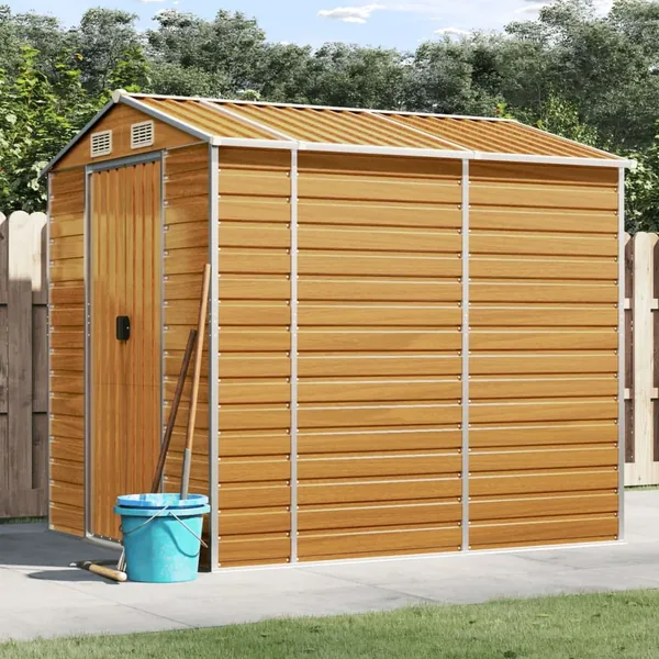 Abri de jardin marron clair 191 x 215 x 198 cm en acier galvanisé