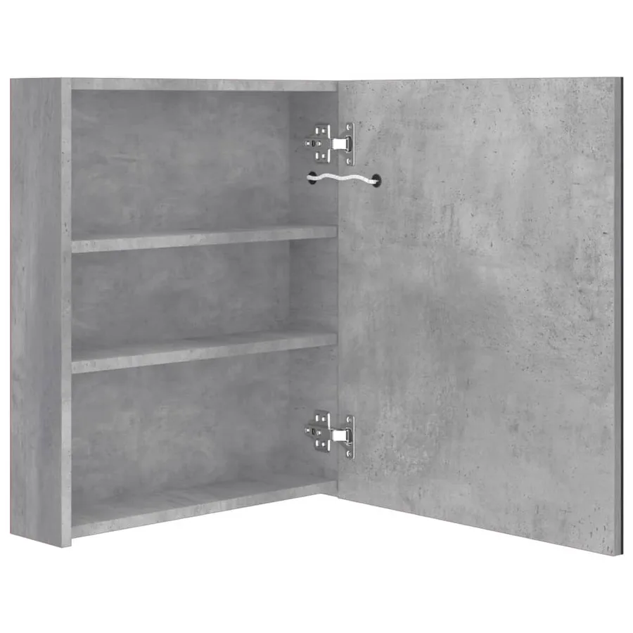 Armoire de salle de bain à miroir LED Gris béton 50x14x60 cm - 5
