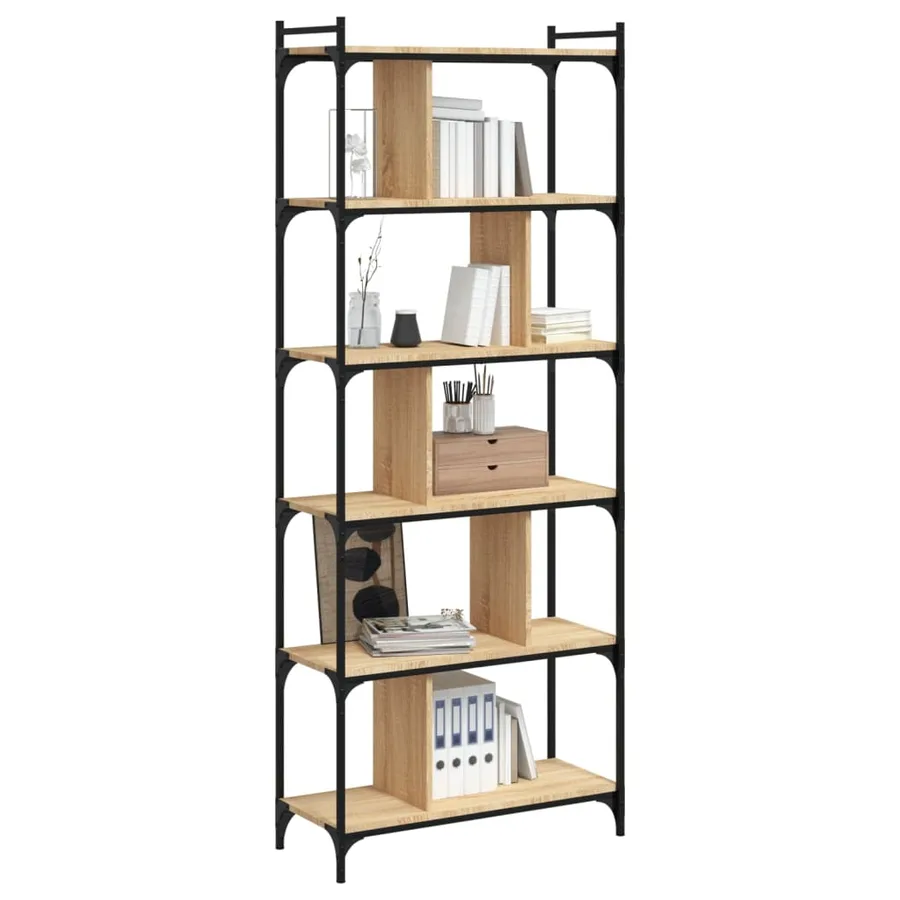 Bibliothèque 6 niveaux chêne sonoma 76x32x192 cm - 3