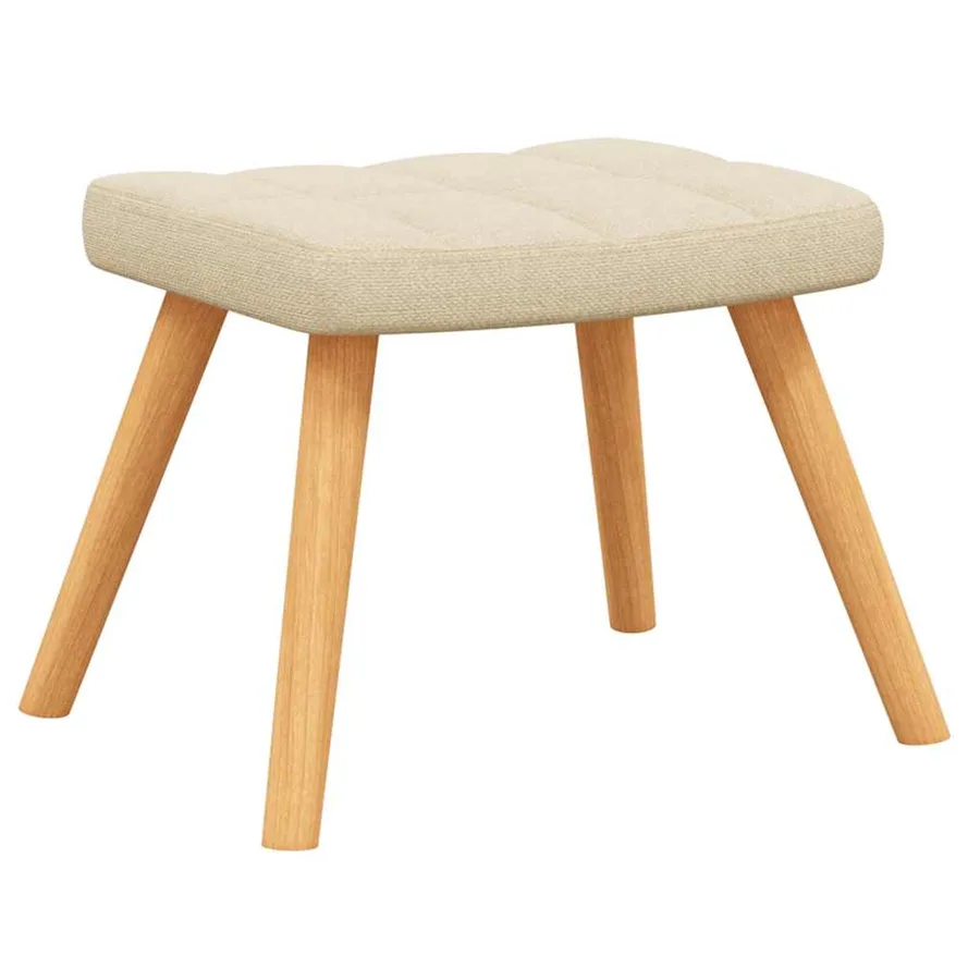 Chaise de relaxation avec tabouret Crème Tissu - 7