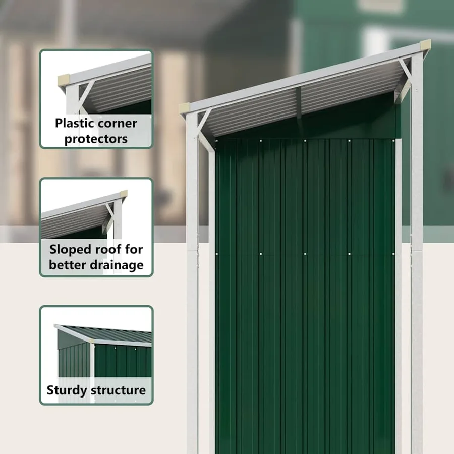 Abri de jardin avec toit prolongé vert 277x107x181 cm acier - 12
