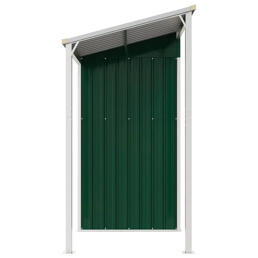 Abri de jardin avec toit prolongé vert 277x107x181 cm acier - 5