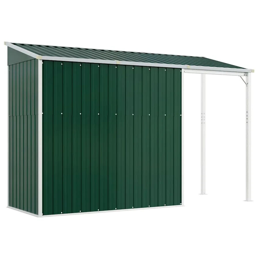Abri de jardin avec toit prolongé vert 277x107x181 cm acier - 6
