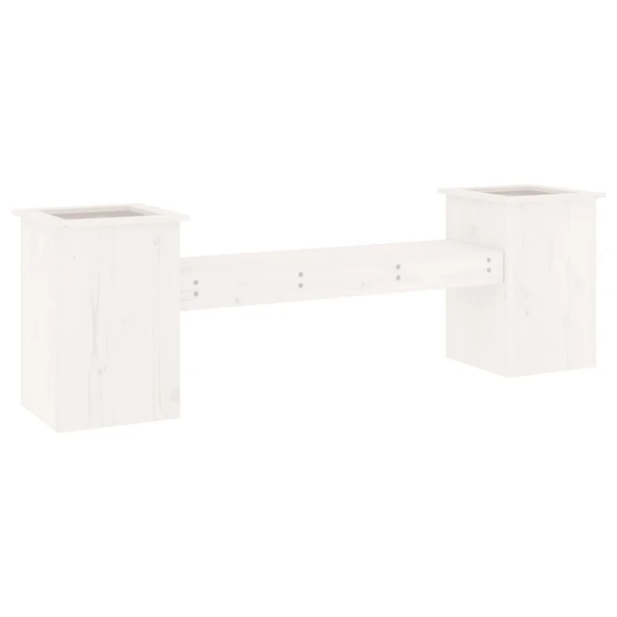 Banc avec jardinières blanc 184,5x39,5x56,5 cm bois massif pin - 2