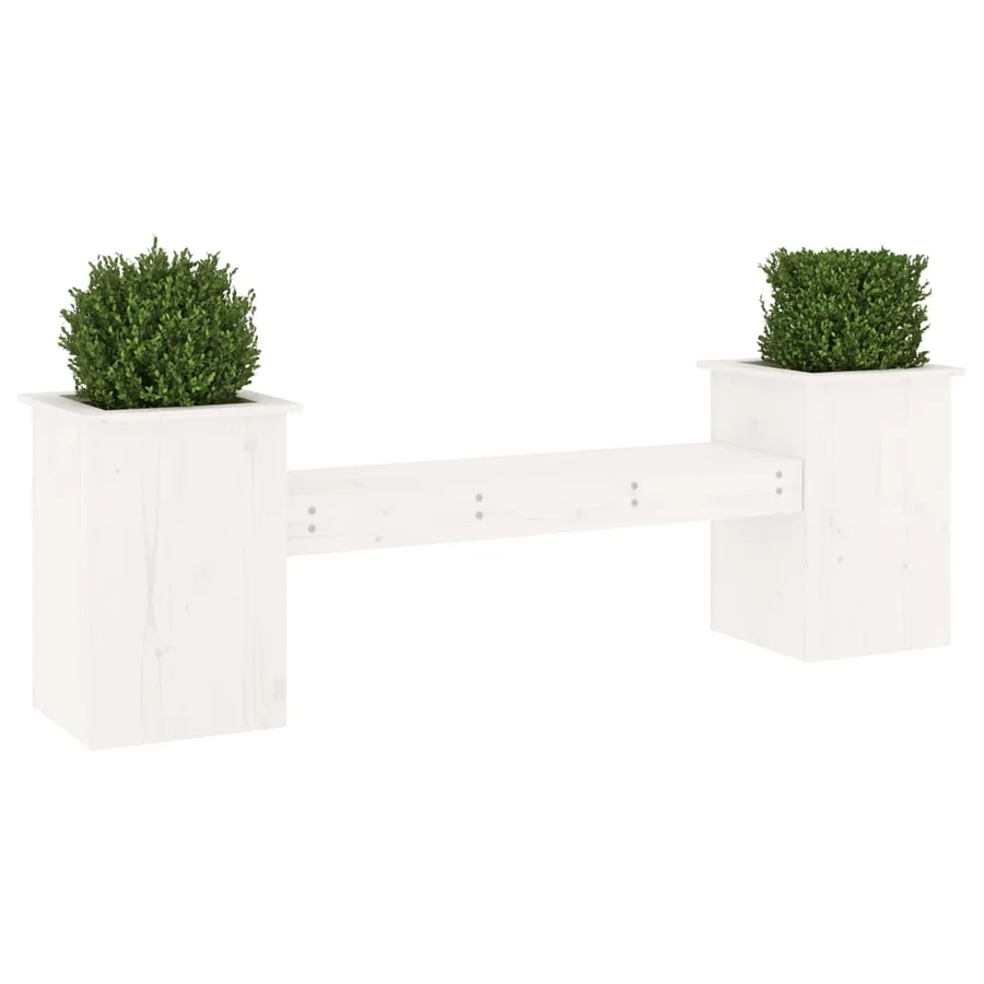 Banc avec jardinières blanc 184,5x39,5x56,5 cm bois massif pin - 3