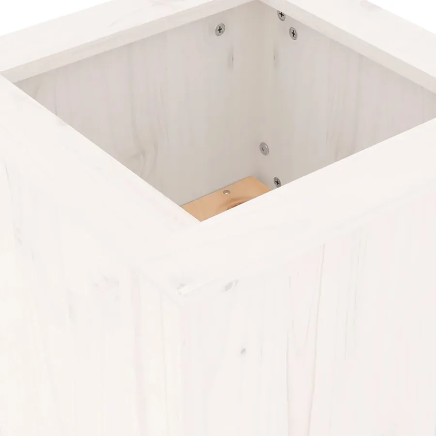 Banc avec jardinières blanc 184,5x39,5x56,5 cm bois massif pin - 7