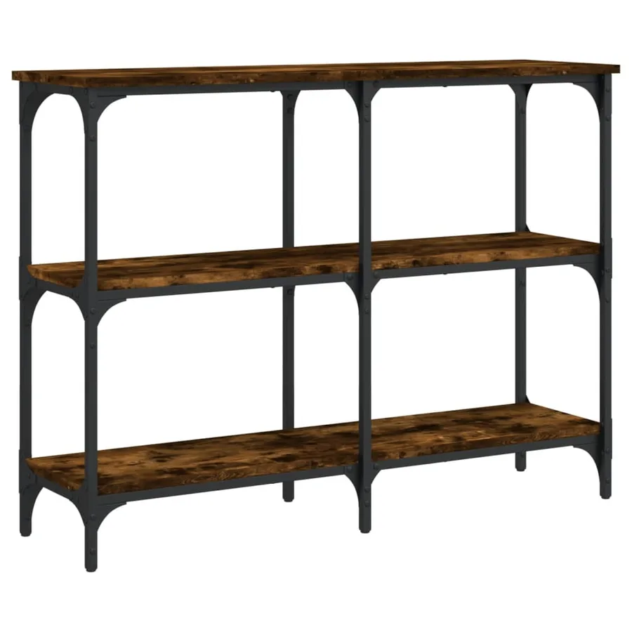 Table console chêne fumé 100x29x75 cm bois d'ingénierie - 2