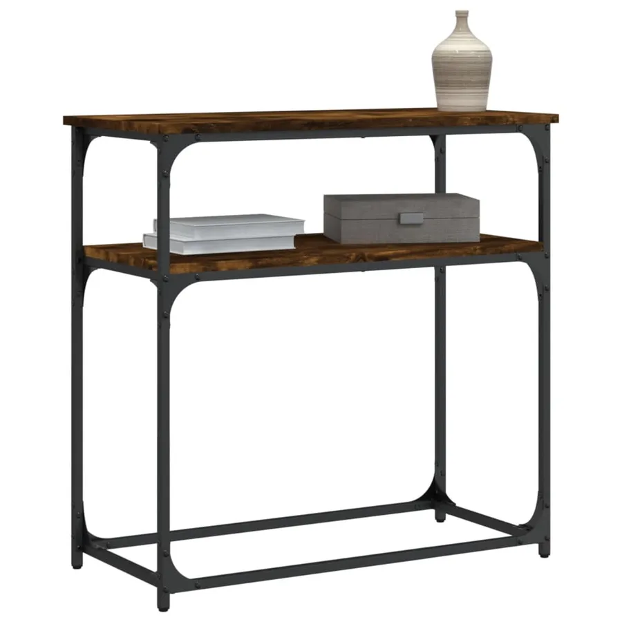 Table console chêne fumé 75x35,5x75 cm bois d'ingénierie - 3