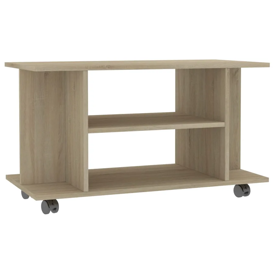 Meuble TV et roulettes chêne sonoma 80x40x45 cm bois ingénierie - 2