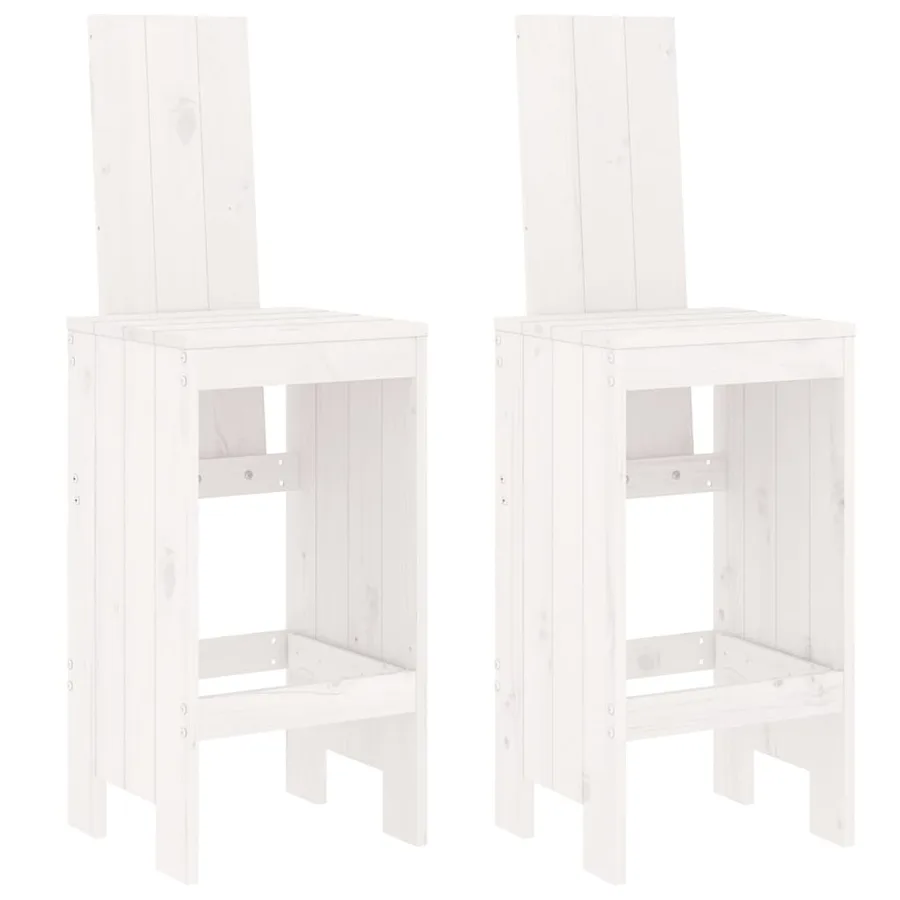 Tabourets de bar lot de 2 blanc 40x42x120 cm bois massif de pin - 2