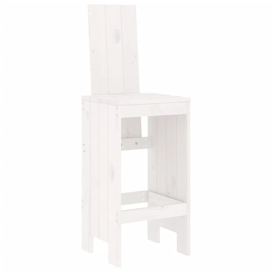 Tabourets de bar lot de 2 blanc 40x42x120 cm bois massif de pin - 3