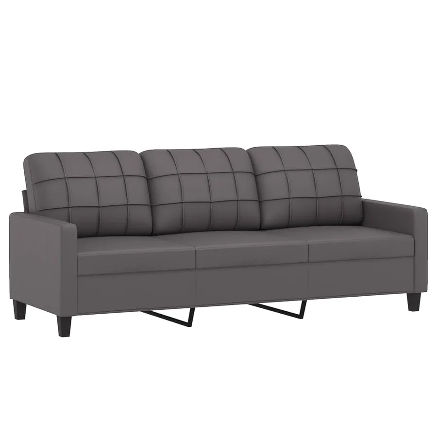 Ensemble de canapés 3 pcs avec coussins gris similicuir - 4