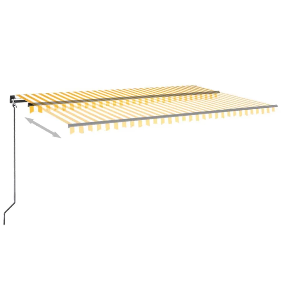 Auvent manuel rétractable avec LED 500x300 cm Jaune et blanc - 3