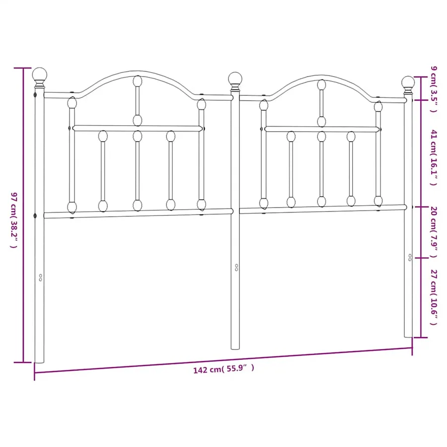 Tête de lit de remplacement métal noir 135 cm - 7