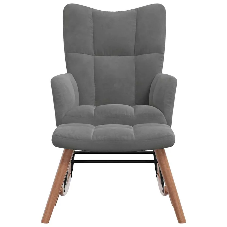 Chaise à bascule avec repose-pied Gris foncé Velours - 4