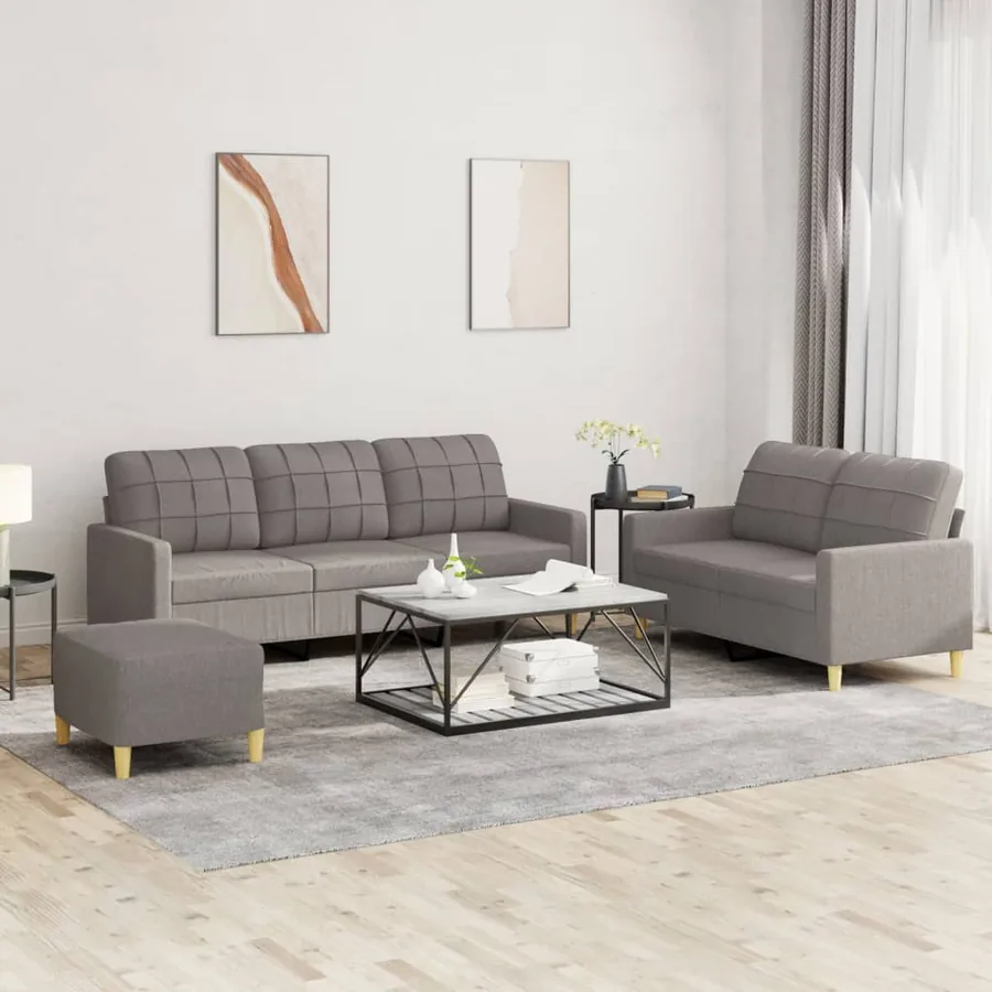Ensemble de canapés 3 pcs avec coussins Taupe Tissu