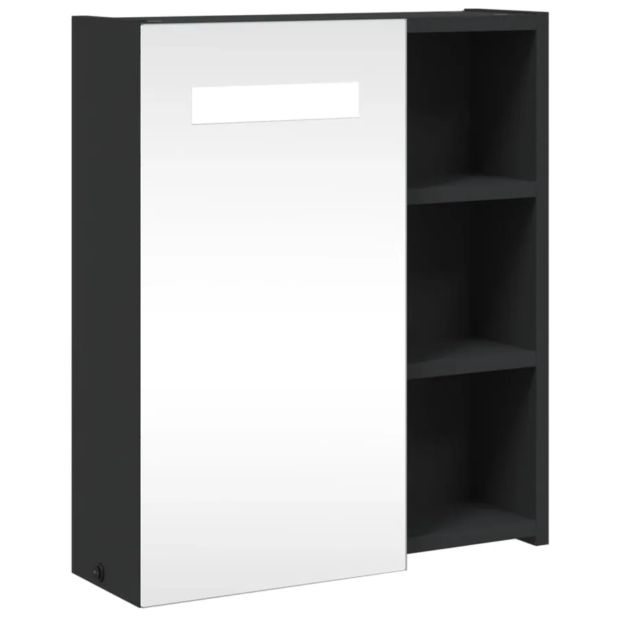 Armoire de salle de bain à miroir avec LED noir 45x13x52 cm - 2