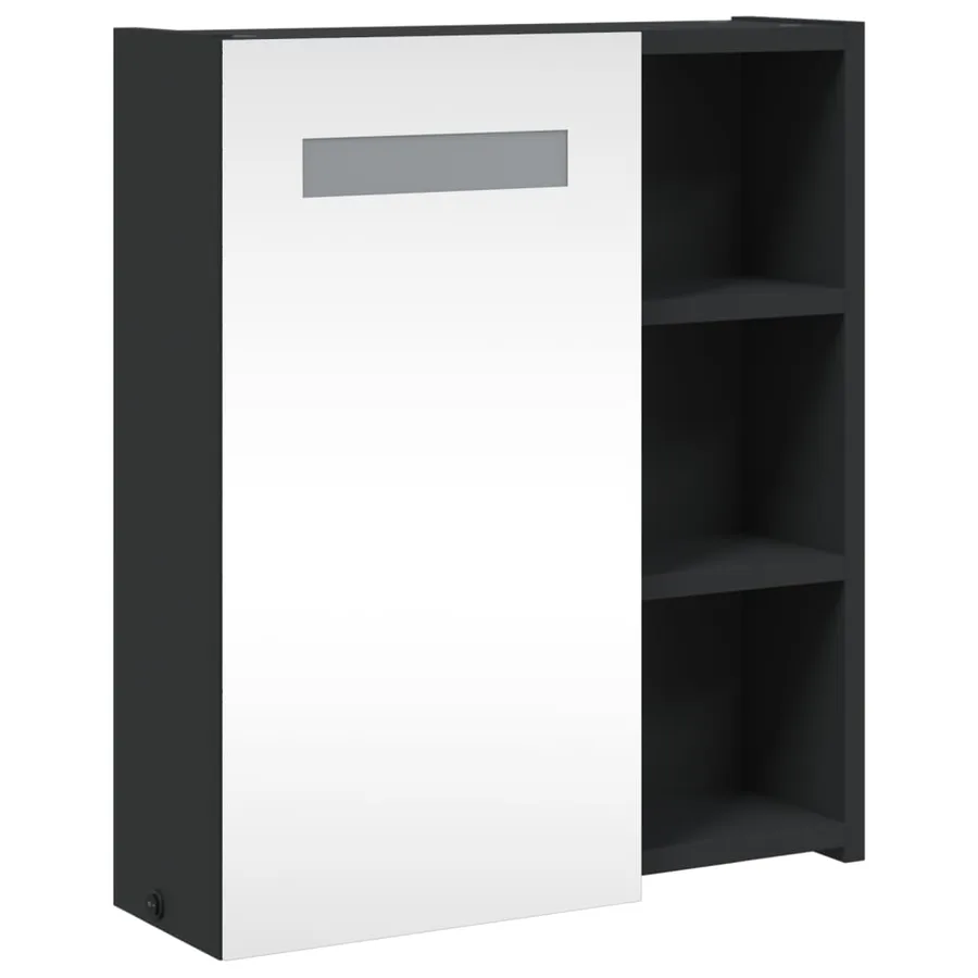 Armoire de salle de bain à miroir avec LED noir 45x13x52 cm - 4