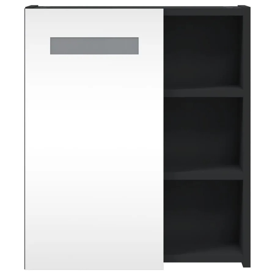 Armoire de salle de bain à miroir avec LED noir 45x13x52 cm - 6