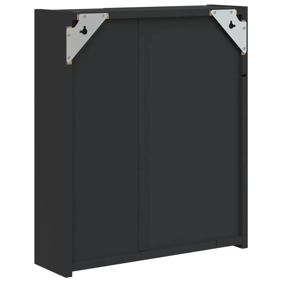 Armoire de salle de bain à miroir avec LED noir 45x13x52 cm - 8