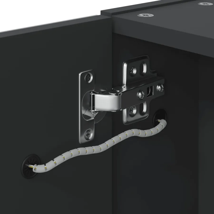 Armoire de salle de bain à miroir avec LED noir 45x13x52 cm - 9
