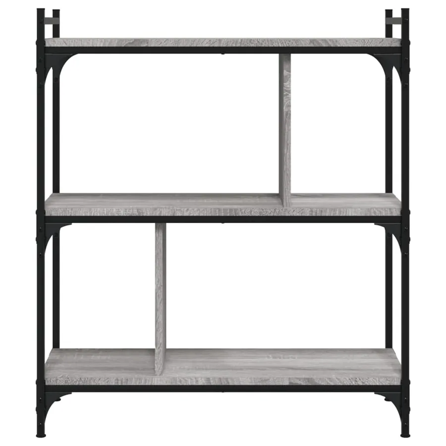 Bibliothèque 3 niveaux sonoma gris 76x32x88cm bois d'ingénierie - 3