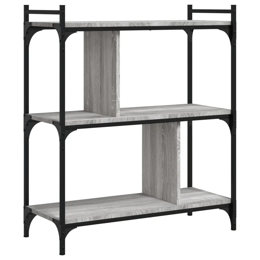 Bibliothèque 3 niveaux sonoma gris 76x32x88cm bois d'ingénierie - 4