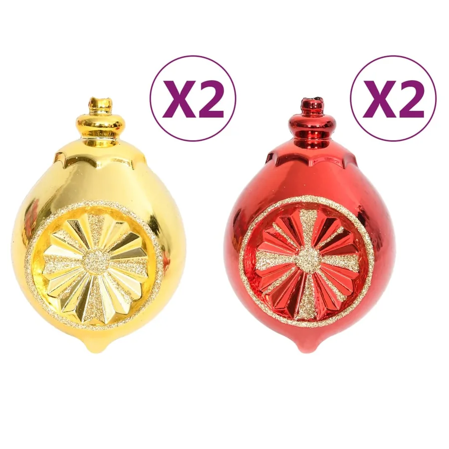 Ensemble de boules de Noël 108 pcs Doré et rouge - 12