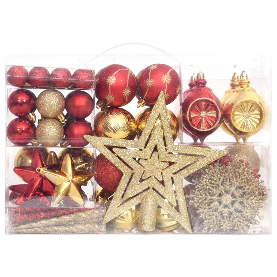 Ensemble de boules de Noël 108 pcs Doré et rouge - 2