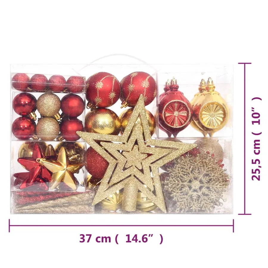 Ensemble de boules de Noël 108 pcs Doré et rouge - 20