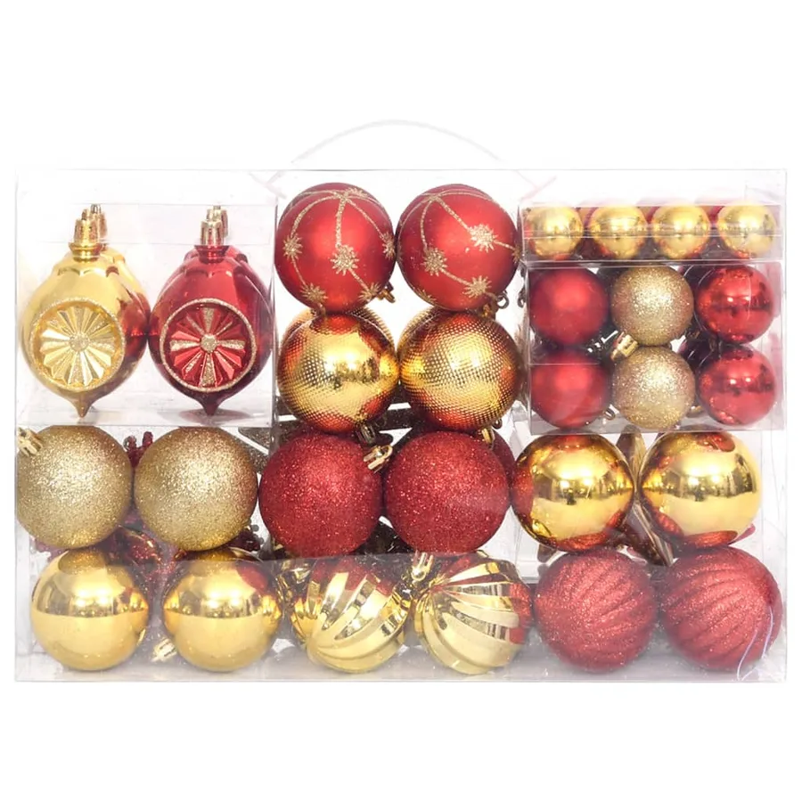 Ensemble de boules de Noël 108 pcs Doré et rouge - 3