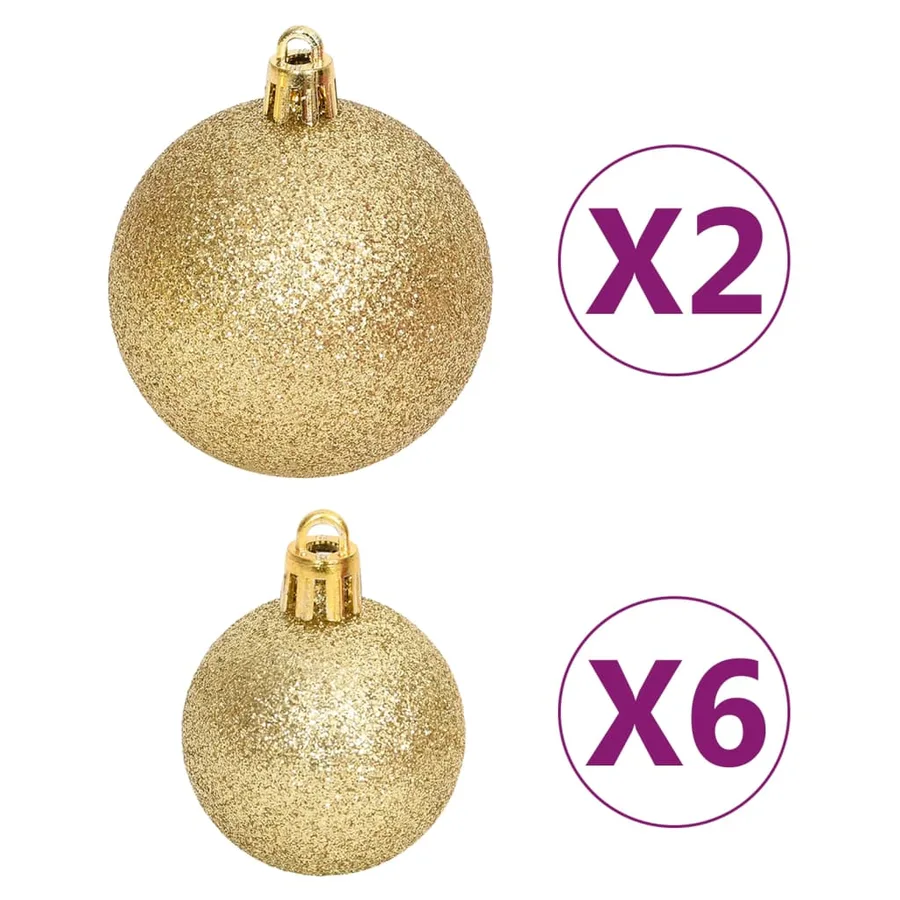 Ensemble de boules de Noël 108 pcs Doré et rouge - 6