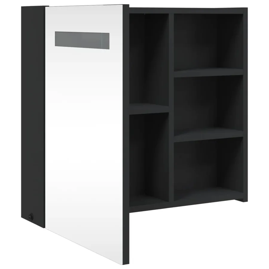 Armoire de salle de bain à miroir avec LED noir 60x13x52 cm - 5