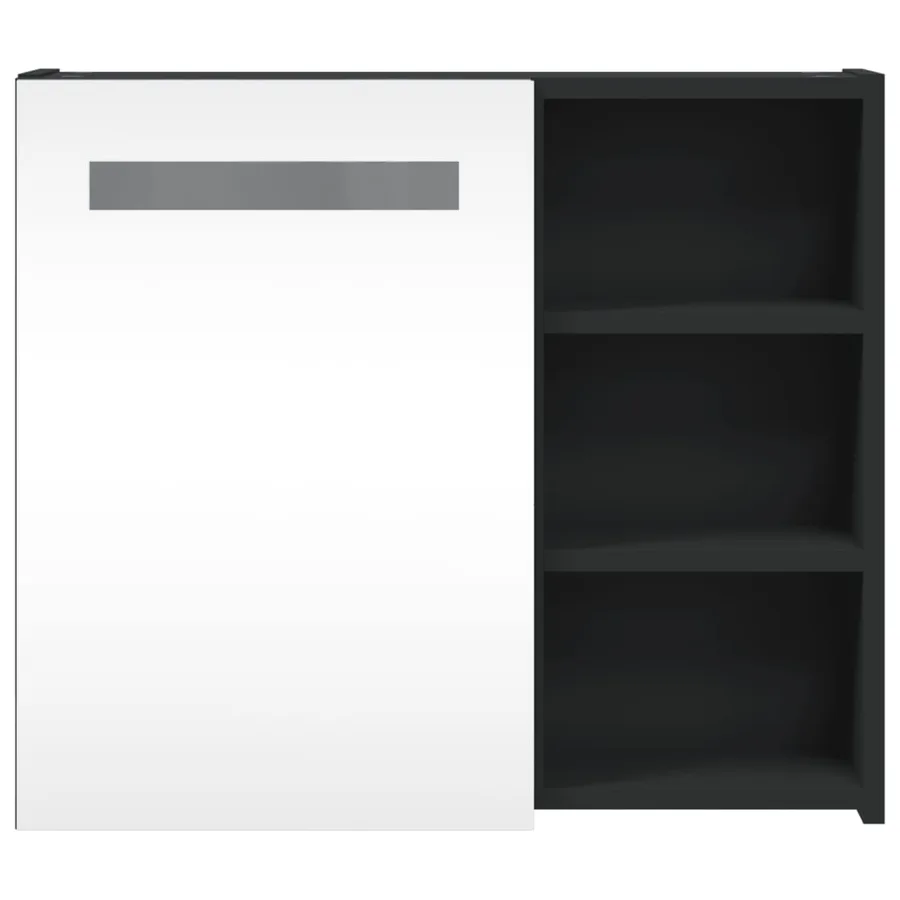 Armoire de salle de bain à miroir avec LED noir 60x13x52 cm - 6