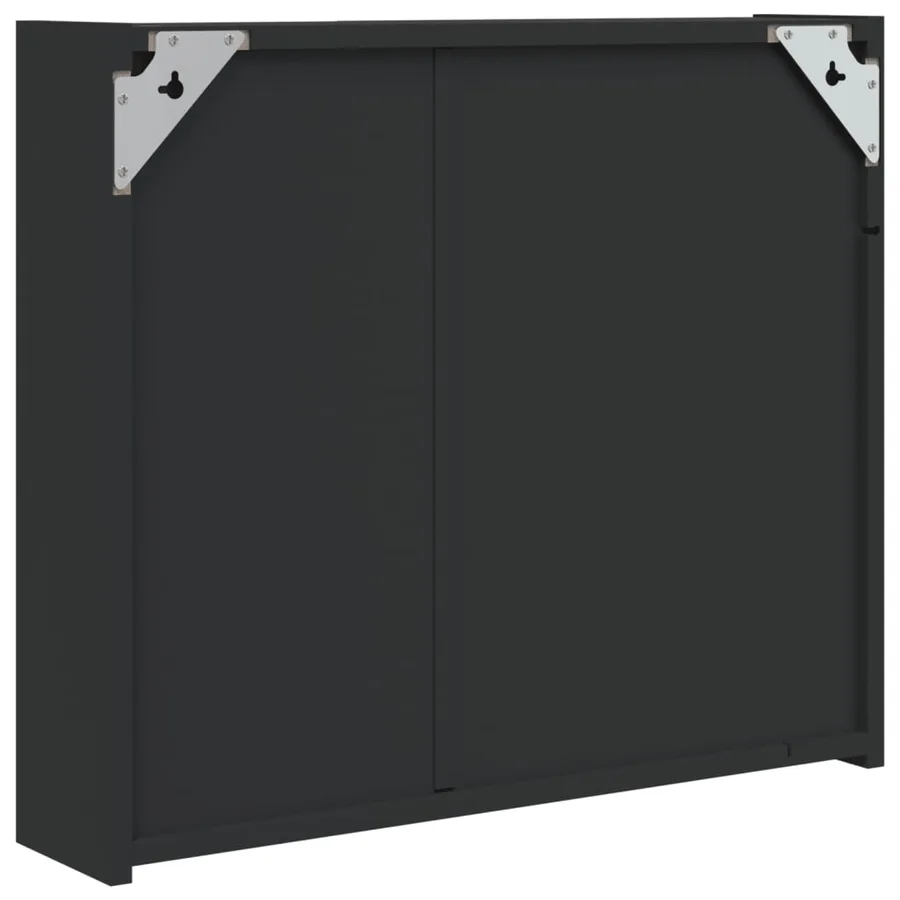 Armoire de salle de bain à miroir avec LED noir 60x13x52 cm - 8