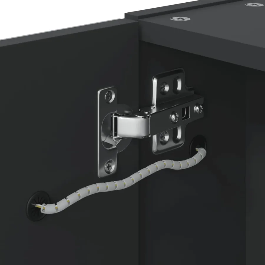 Armoire de salle de bain à miroir avec LED noir 60x13x52 cm - 9