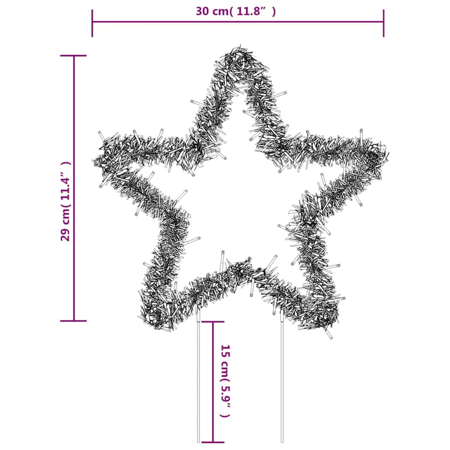 Décoration lumineuse étoile de Noël piquets 3 pcs 50 LED 29 cm - 12