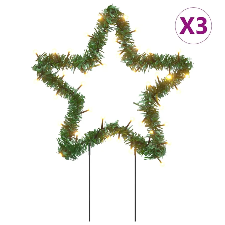 Décoration lumineuse étoile de Noël piquets 3 pcs 50 LED 29 cm - 2