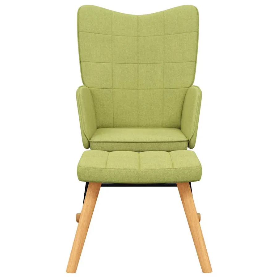 Chaise à bascule avec tabouret Vert Tissu - 3