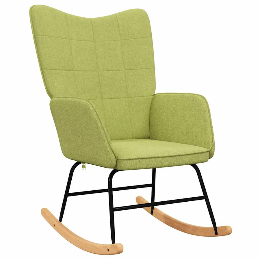 Chaise à bascule avec tabouret Vert Tissu - 4
