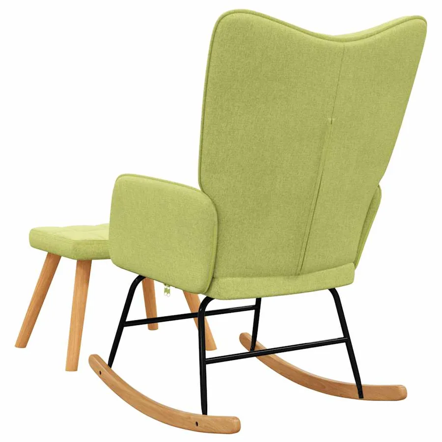 Chaise à bascule avec tabouret Vert Tissu - 6