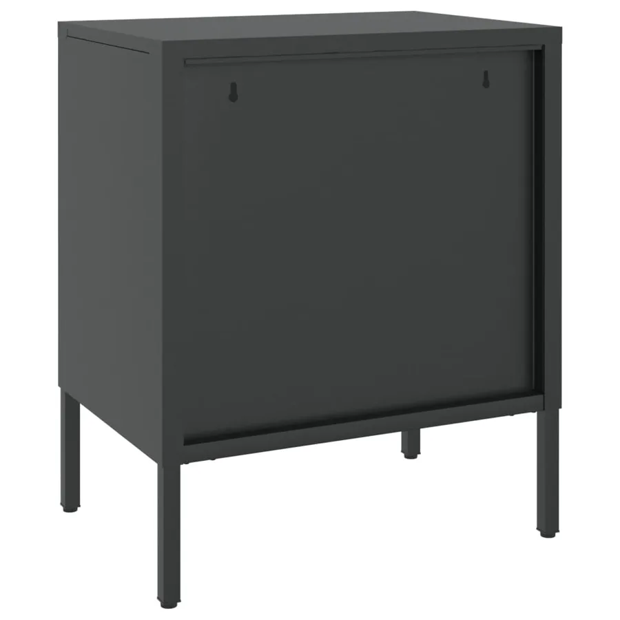 Tables de chevet 2 pcs noir 50x35x60 cm verre et acier - 6