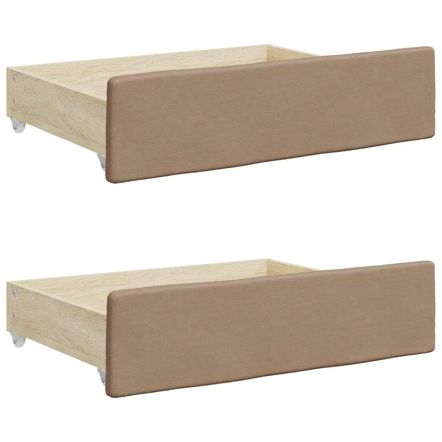 Tiroirs de lit 2 pcs cappuccino bois d'ingénierie et similicuir - 2