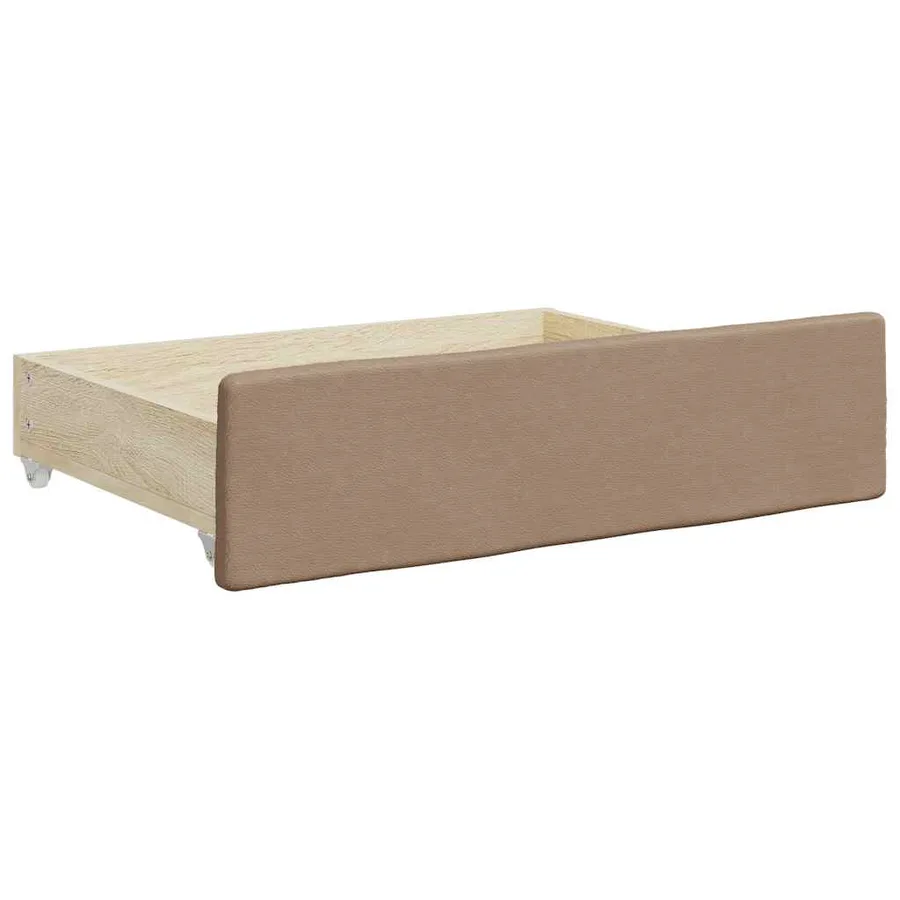 Tiroirs de lit 2 pcs cappuccino bois d'ingénierie et similicuir - 3