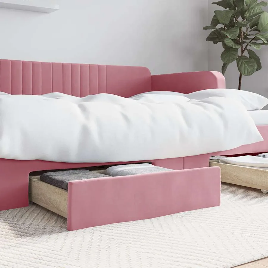 Tiroirs de lit 2 pcs rose bois d'ingénierie et velours