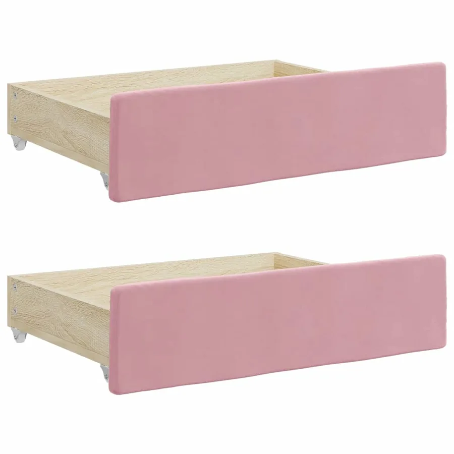 Tiroirs de lit 2 pcs rose bois d'ingénierie et velours - 2